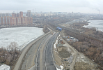 One of the two tunnel overpasses of the bridge crossing under construction in Novosibirsk is 83% ready