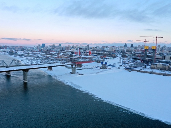 13 out of 16 stages of bridge span structure launching over the Ob River in Novosibirsk have been completed
