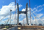 The penultimate pair of cables has been installed on the bridge over the Ob River in Novosibirsk